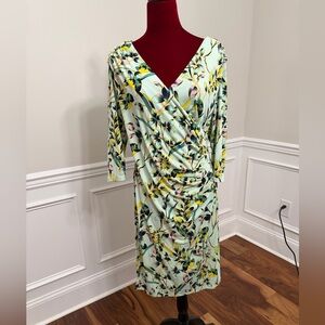 Floral Wrap-Style Mint Green Dress